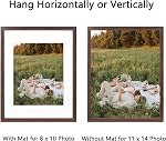 11x14 Picture Frame Brown 3 Pcs in 1 set 11x14 Frames can Display 8x10 Picture with Mat or 11x14 Without Mat on the Wall