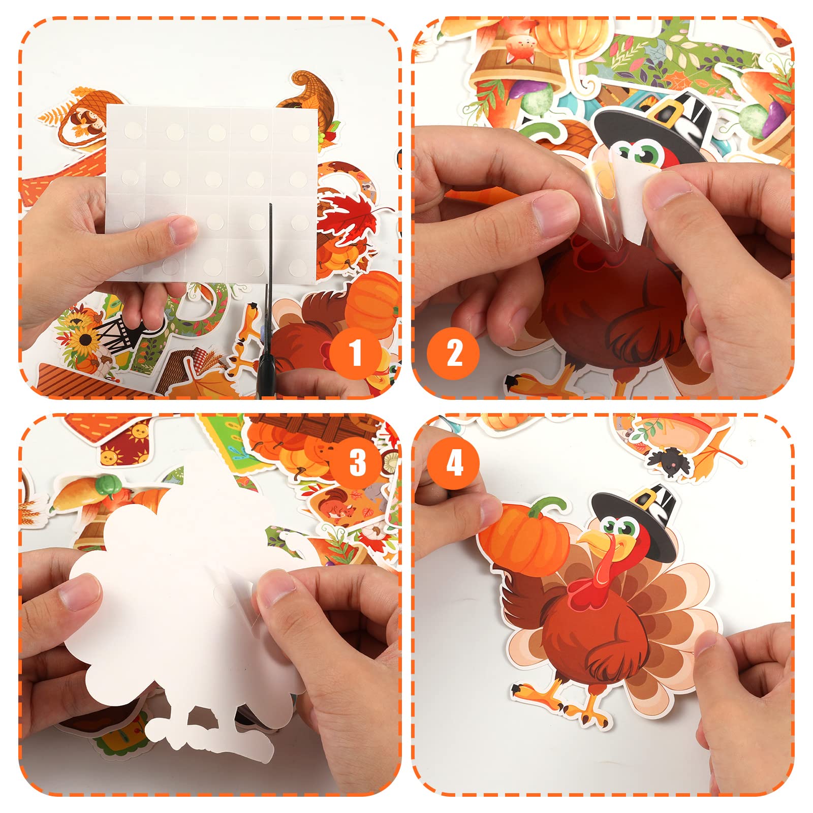 KINBOM 56 Pezzi Sticker Autunnali, Decorazioni Autunnali con Punti di Colla per Feste Scolastiche