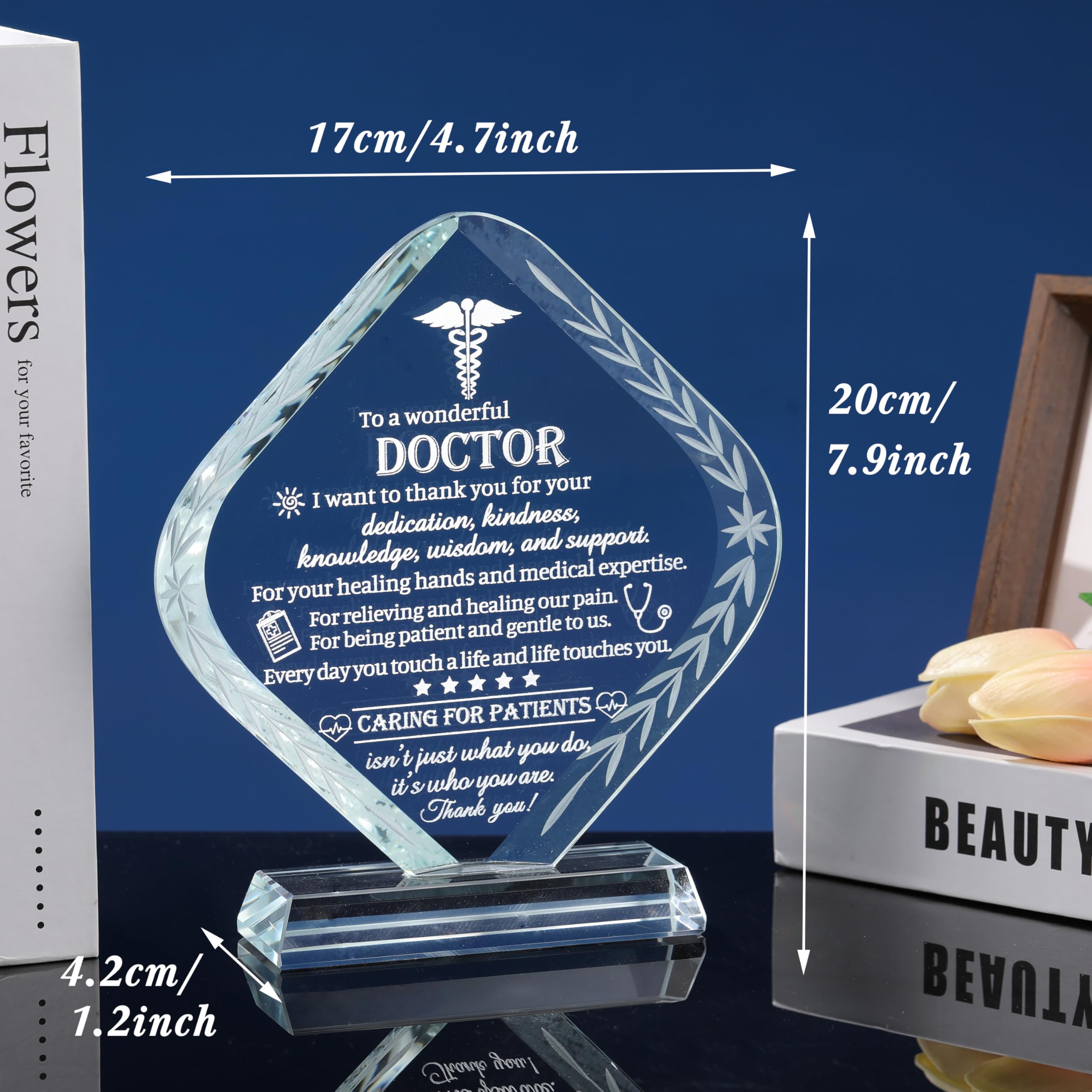Movdyka Doctor Appreciation Gifts for Men Women Engraved Crystal Plaque Keepsakes Doctor Thank You Gift for Him Her Doctors Day Present Christmas Thanksgiving Birthday Retirement Best Dr. Decor