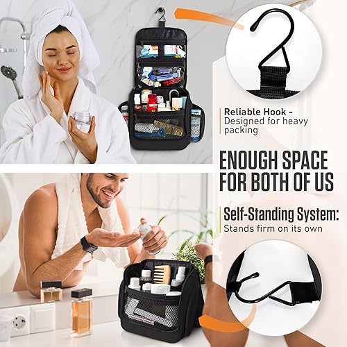 Vista 116 de VENTURE 4TH Neceser de viaje colgante para mujeres y hombres, organizador de viaje con compartimentos expandibles y bolsa transparente extraíble