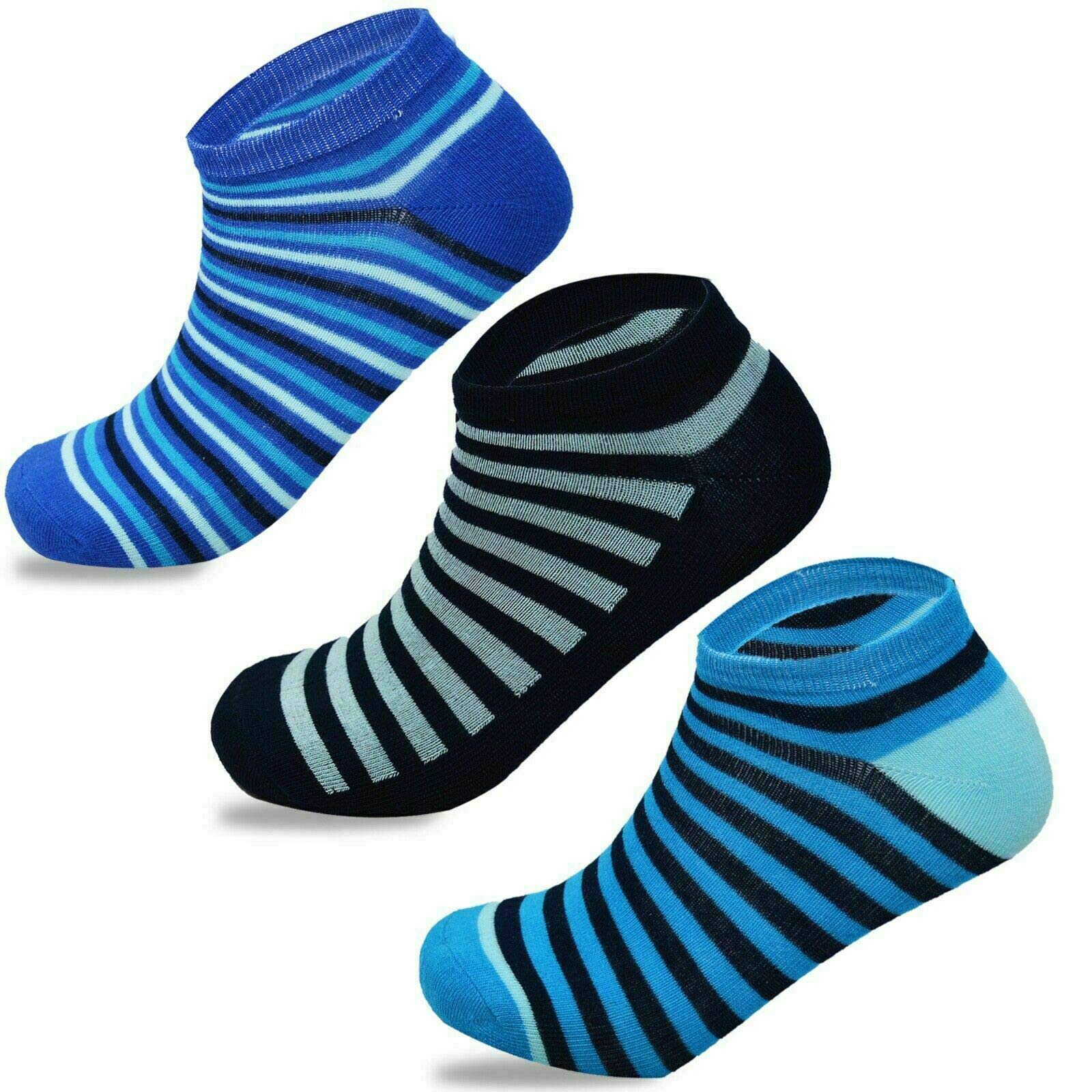 Womens Bamboo Trainer Socks Multi Stripes Breathable Moisture Wicking & Antibacterial Athletic Ankle Sports Liners