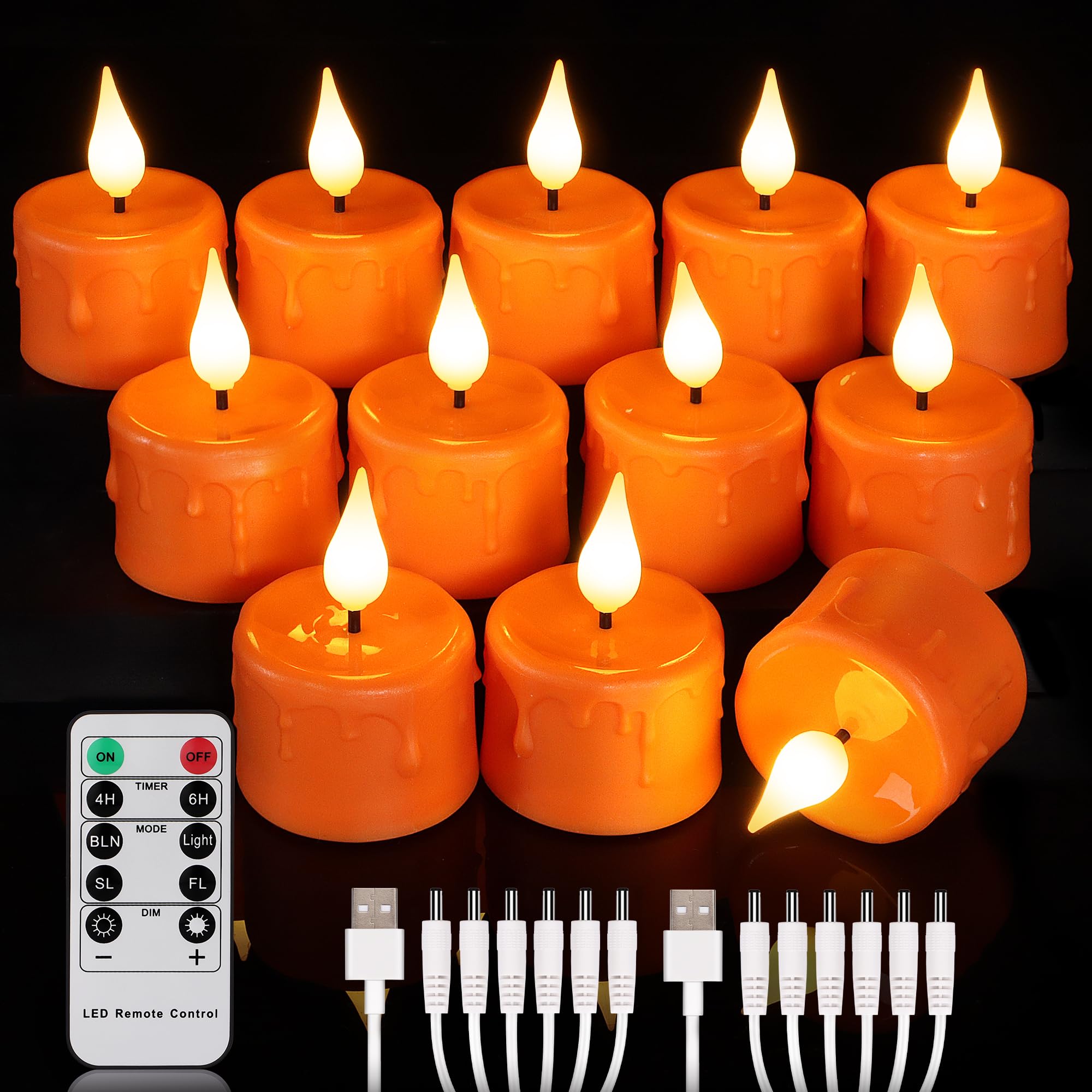 Bougies chauffe-plat LED rechargeables blanc chaud avec télécommande