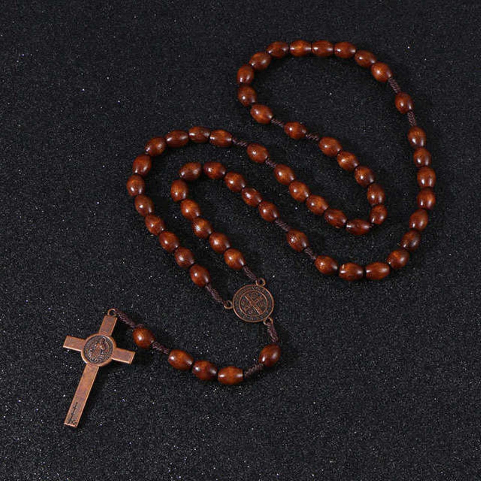 Collana Rosario Con Perline Rotonde Per Preghiera Religiosa Cristiana Con Gesu Per Collane Con Ciondolo~p157122835