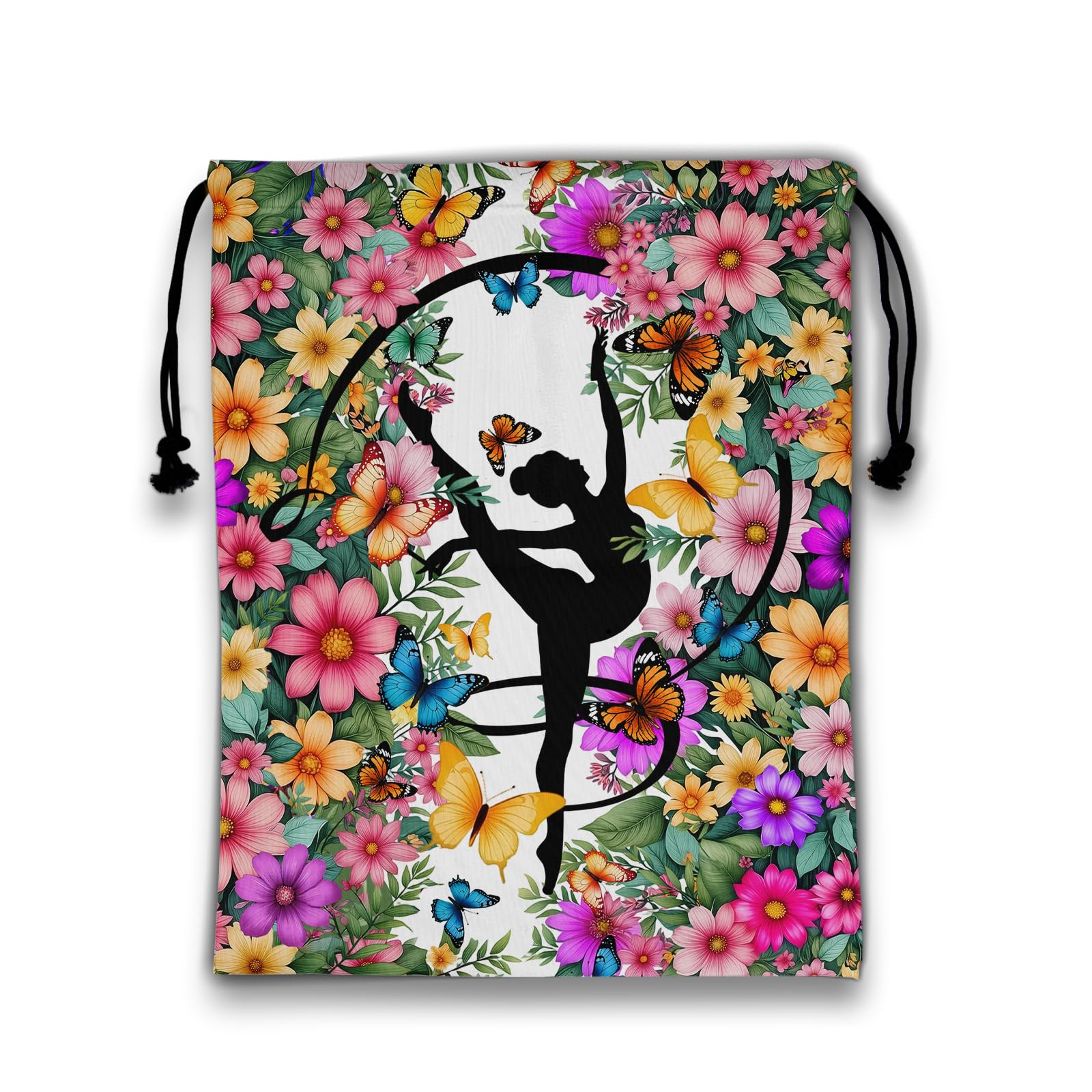 Gym Silhouette Art Grip Bag for Gymnasts Outdoor Sports Small Gymnastic Drawstring Bag