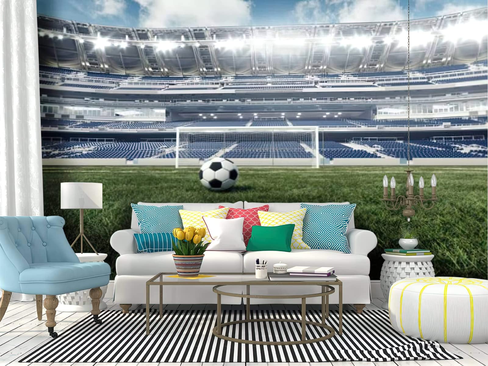 Football Wallpaper Peel And Stick Sports Wall Murals Bicycle Kick Wall Art