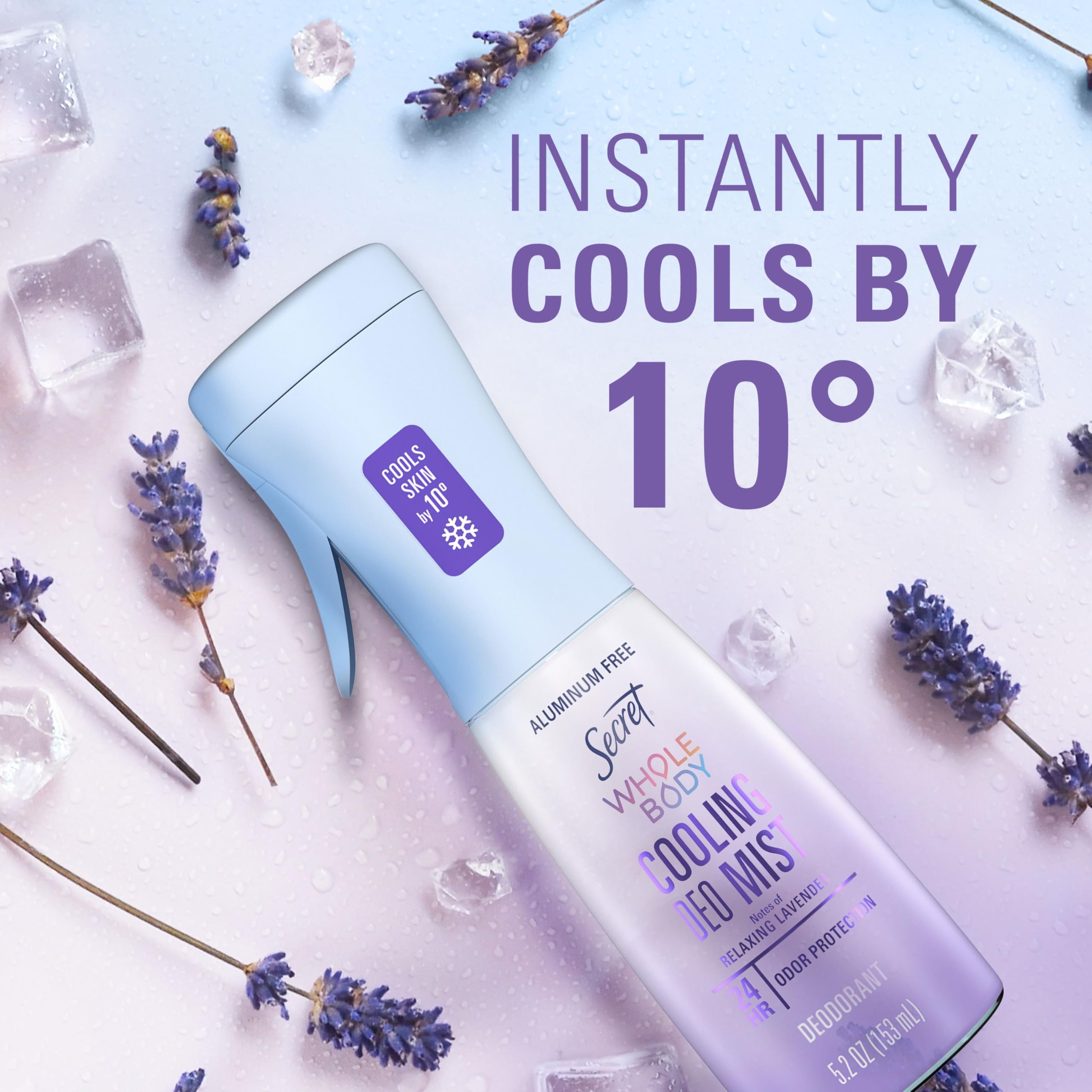 Secret Whole Body Cooling Deodorant Mist, Relaxing Lavender, Aluminum Free, 153 mL - 3