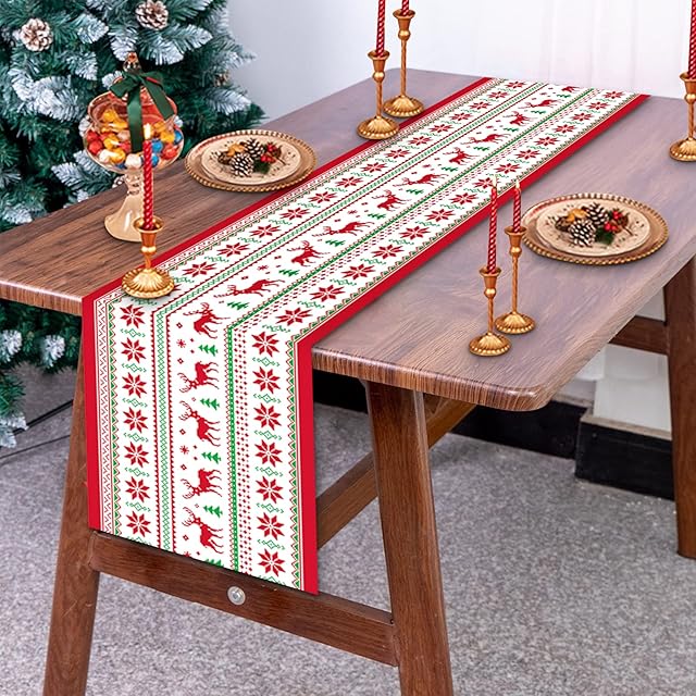 Christmas Table Cloths, Christmas Table Runners, Christmas Decorations, Xmas Oxford Tablecloth, Rectangular Washable Table Cover for Christmas Dining Table Decoration Holiday Season Party Home Decor