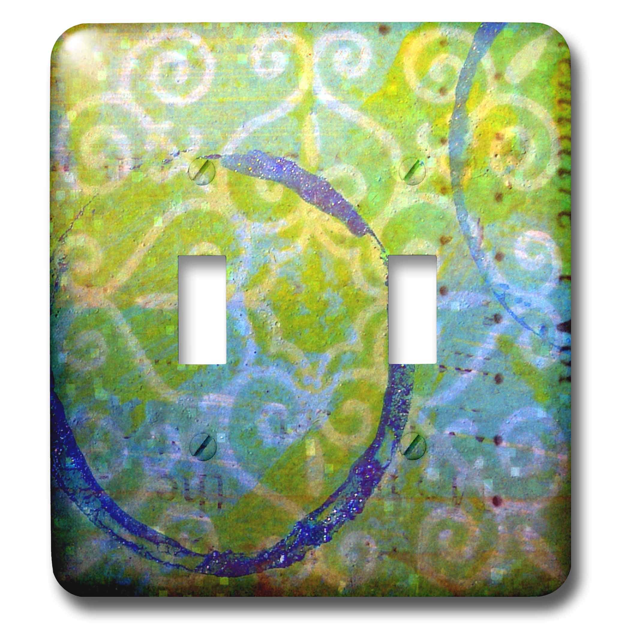 Interruptor de palanca doble decorativo con diseño abstracto digital en tonos verde azulado