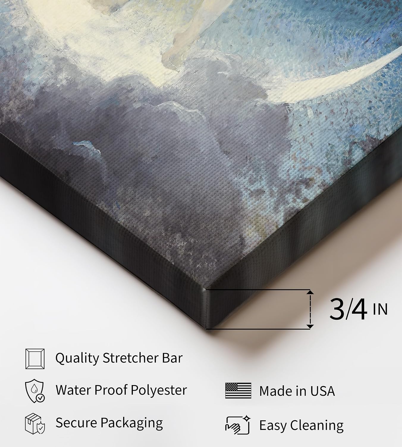 Poster Master Celestial Canvas - Spring Scattering Stars Painting Print - Crescent Moon Art - Great Gift for Men, Women - Chic Decor for Bedroom, Office, Living Room - 8x10 STRETCHED Canvas