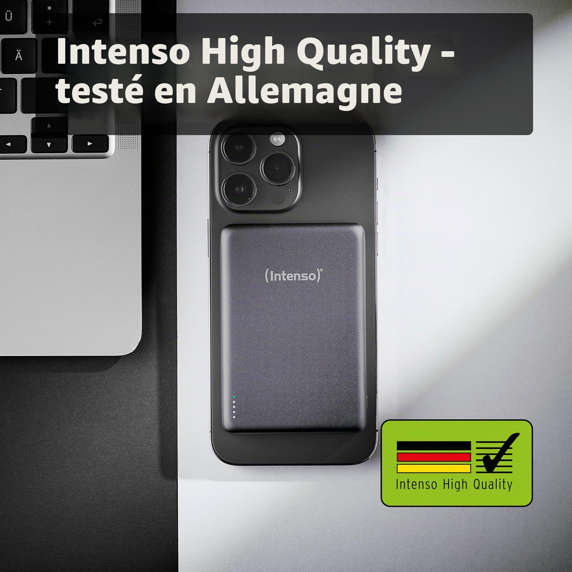 Intenso MW10000 Batterie Externe magnétique 10000 mAh – Compatible MagSafe, Recharge sans Fil 15 W, USB-C PD 20 W, pour iPhone et Android – Testée en Allemagne – Grise : Amazon.FR: High-Tech