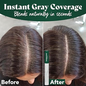 Herbatint Temporary Hair Touch-Up - Instantly Mask Grey Roots Between Coloring with Easy To Apply Precision Brush Kit - Natural-Looking Concealer For Black Hair - Vegan - .33 oz