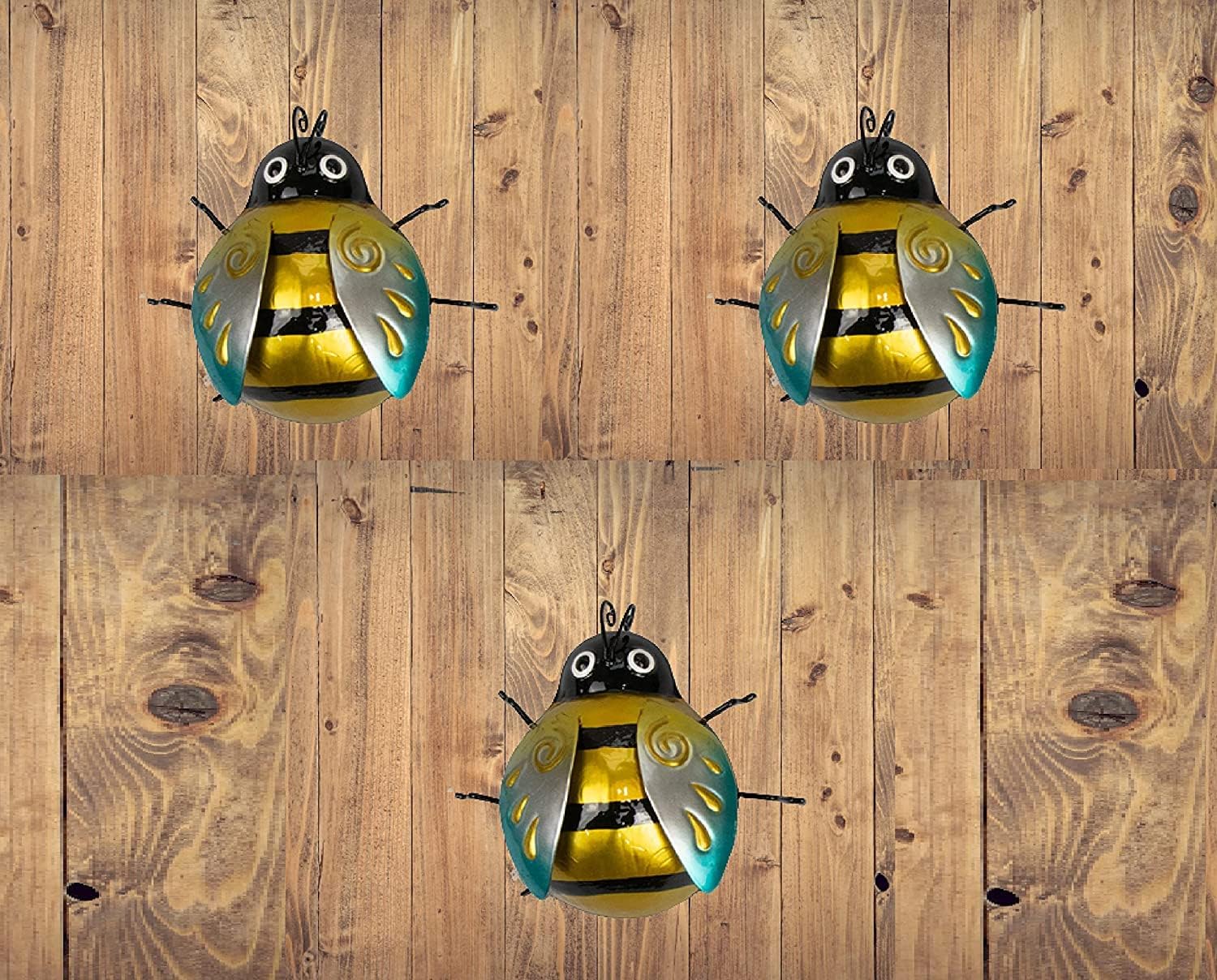 SKYTE 3pcs Ladybird Metal Wall Art Garden Wall Art Ornaments Hanging