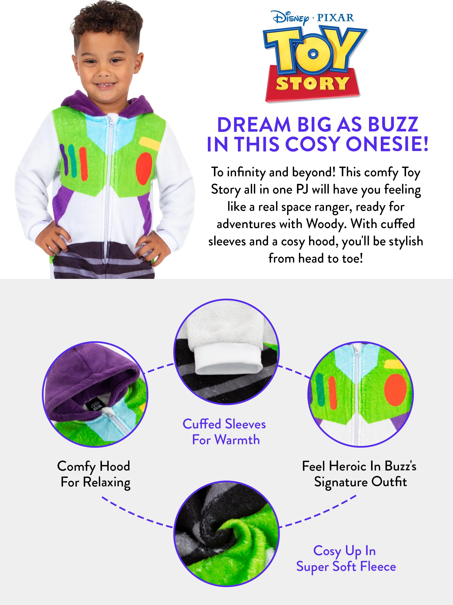 Disney Mono Buzz Lightyear | Toy Story Pijama Mono | Pijamas Polares | Pijama Polar Niño | 18 Meses E 8 Años