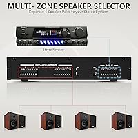 Vista 5 de Pyle Selector de Altavoces Estéreo de Alta Potencia de 4 Canales con Control de Volumen - Construcción de Carcasa Resistente y Duradera, Disipador