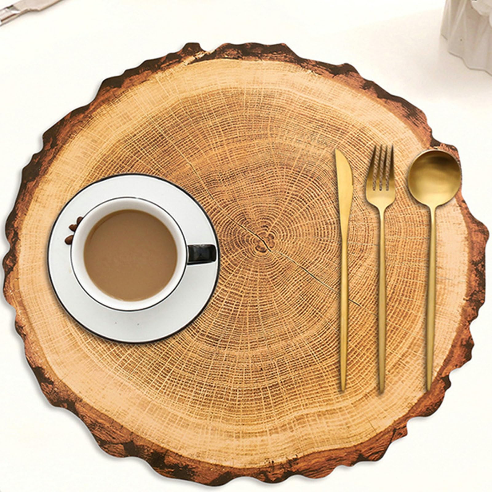 Tischset 10 Stück, Platzdeckchen 38CM rutschfest Holzmaserung Platzset für Glastisch