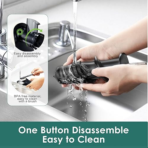 Miniatura 6 de Fretta Exprimidor de prensa en frío, exprimidor lento masticador, máquina de jugo de frutas y verduras, exprimidor prensado, sin BPA, motor