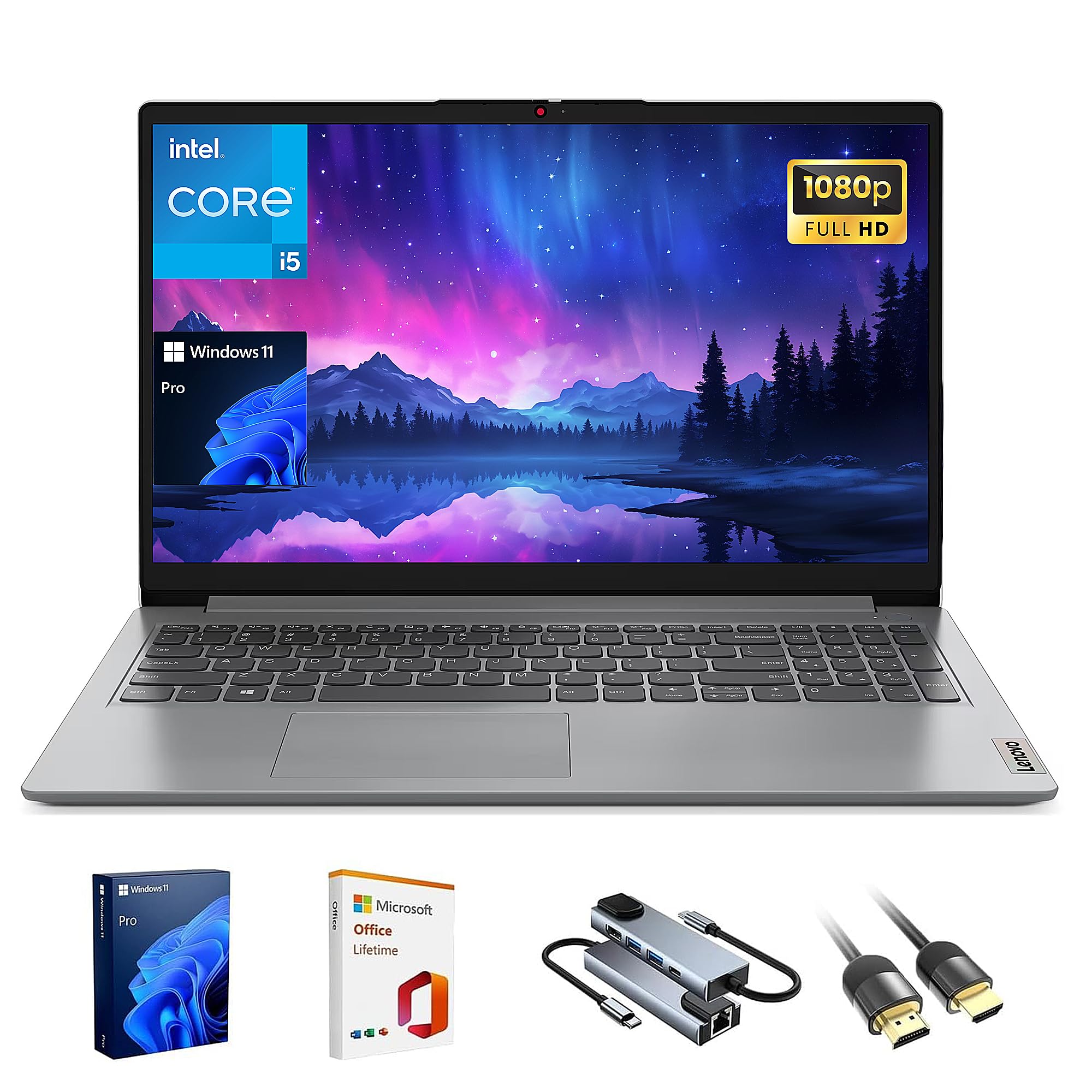 Lenovo IdeaPad 1i Laptop,15.6" FHD Laptop PC for Business & Student, Intel Core i5-1335U (up to 4.6 GHz),16GB RAM,512GB SSD, Numeric Keypad,WiFi 6,