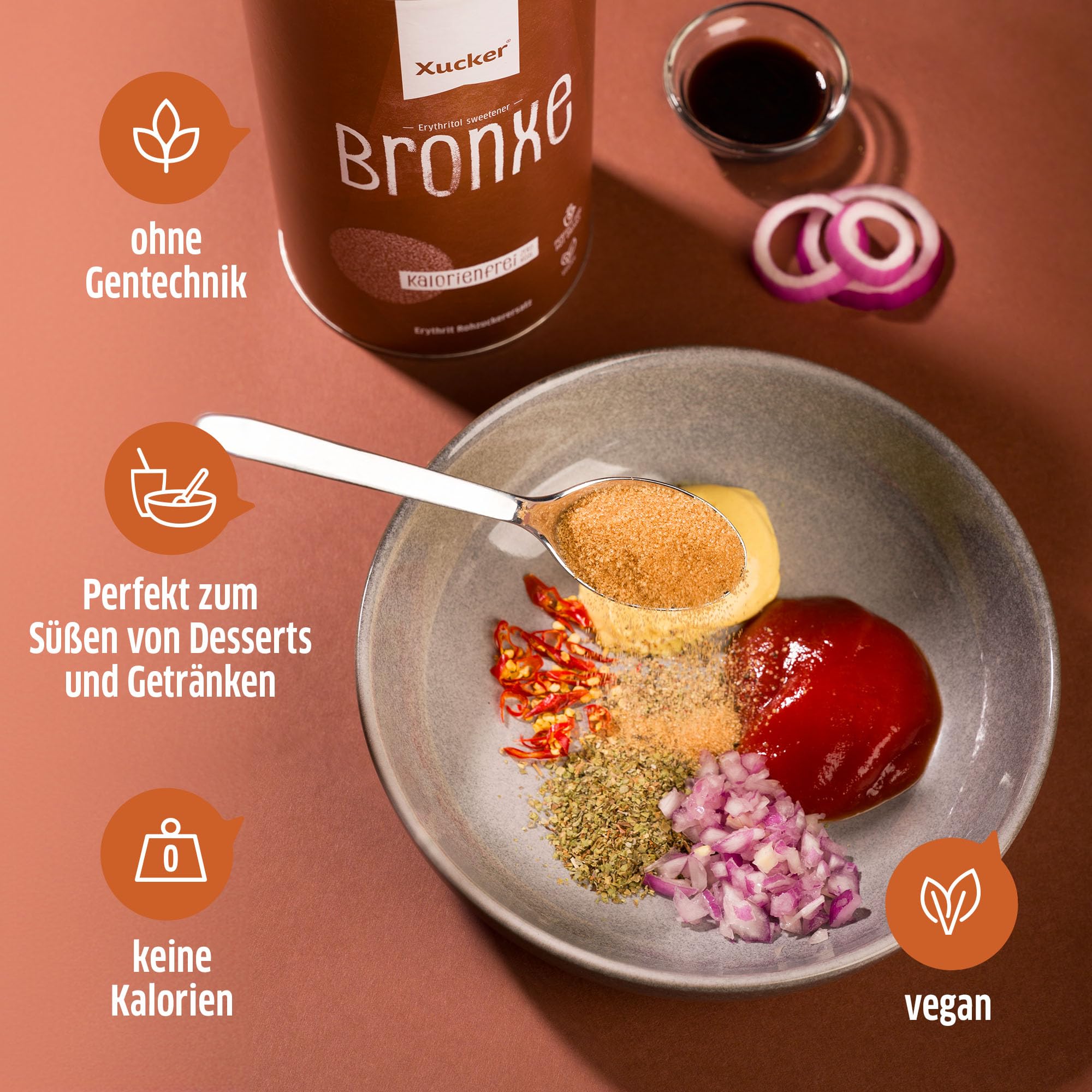 Xucker Bronxe Erythrit 1kg Dose - kalorienfreier brauner Zucker Ersatz als vegane & zahnfreundliche Rohrzucker Alternative I Erythrit ohne Stevia I zuckerfreie Süße