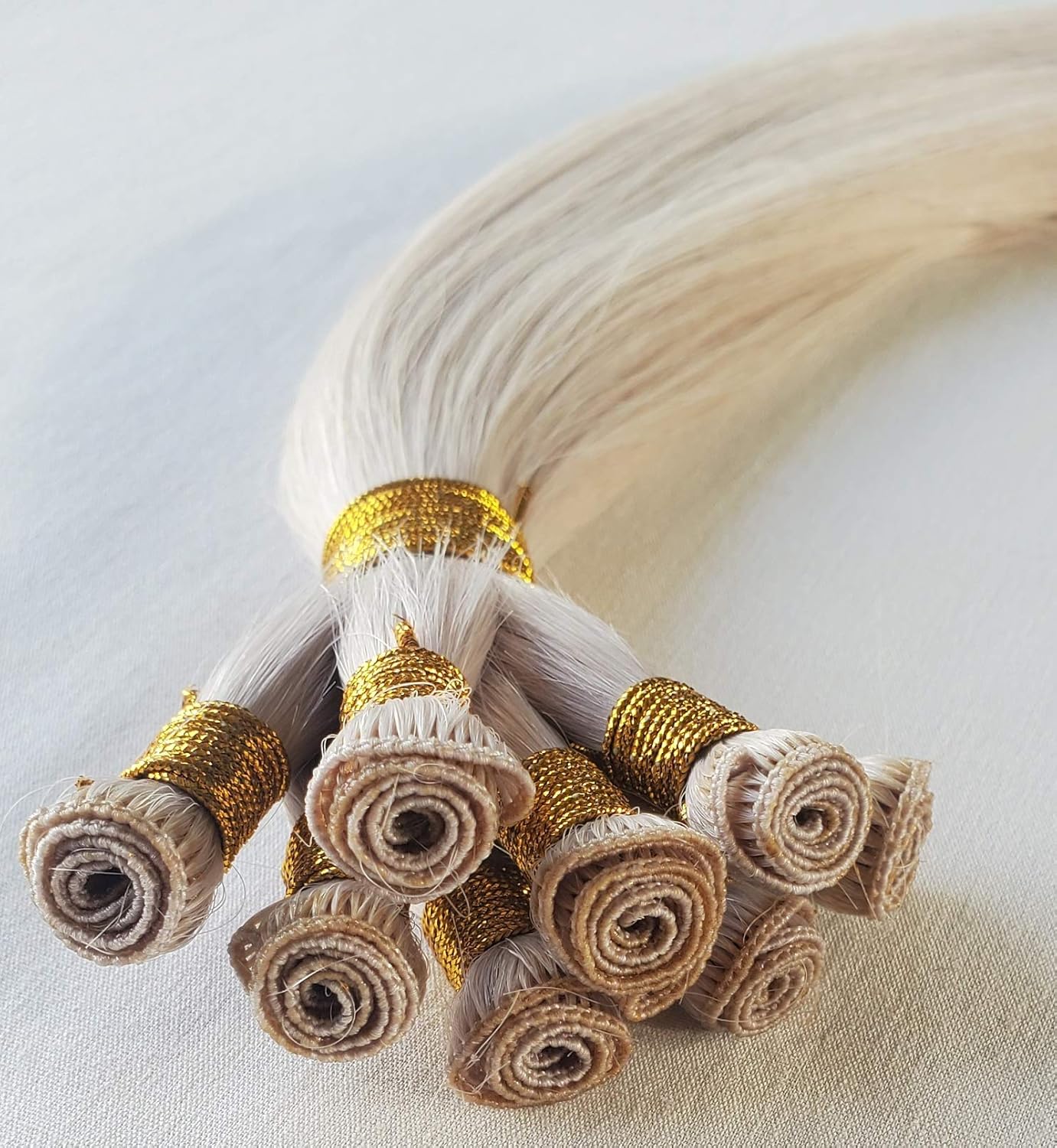 Hair Faux You 20" Hand-Tied Weft Hair, 8 Bundles, 100 grams, Soft Silky Straight,100% Human Remy Weft Hair Extensions #Light Ash Blonde