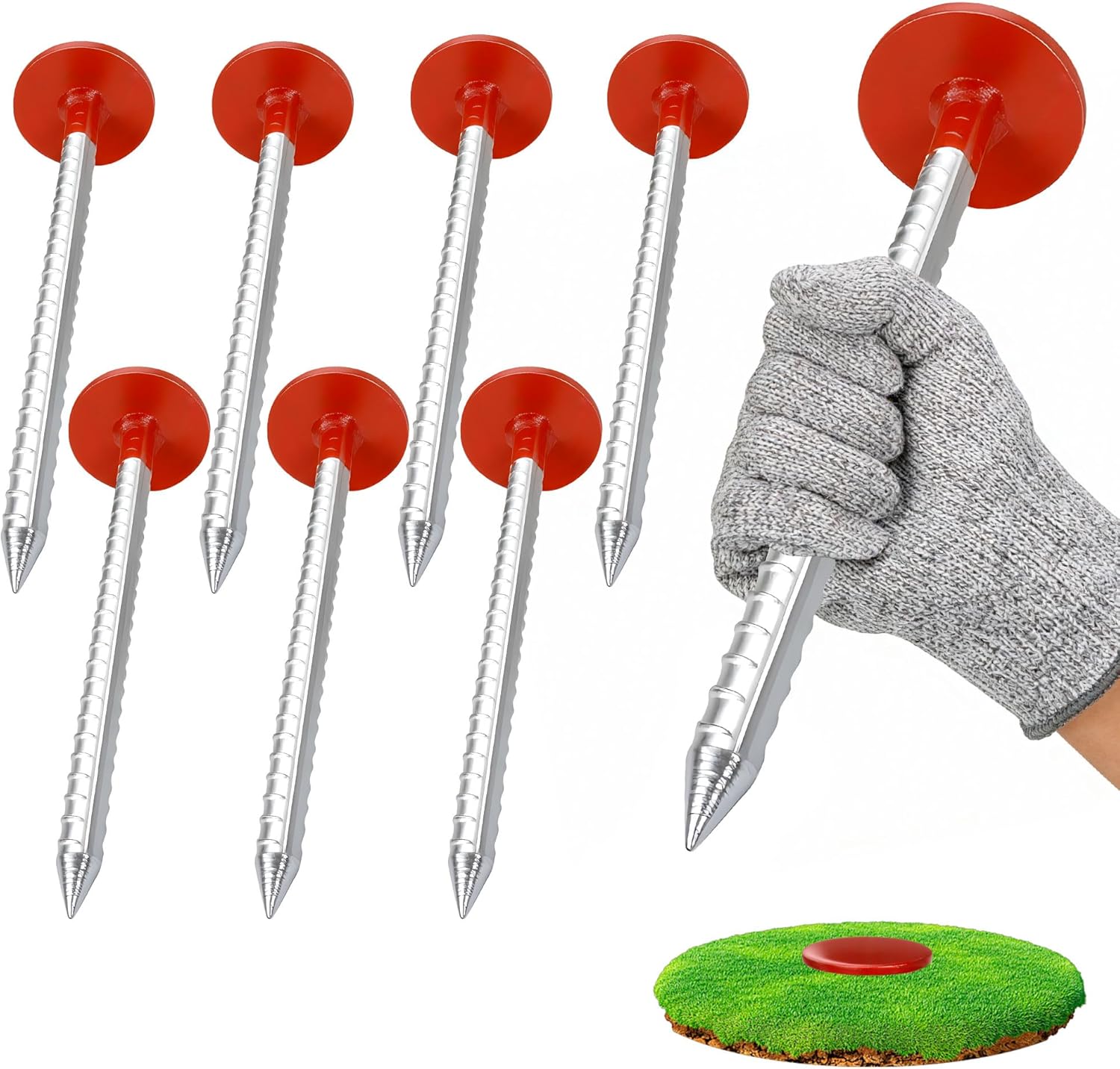 Rebar Survey Marker Stakes, 12 Inch Long - 1.35 LB Heavy Duty (8 PCS)