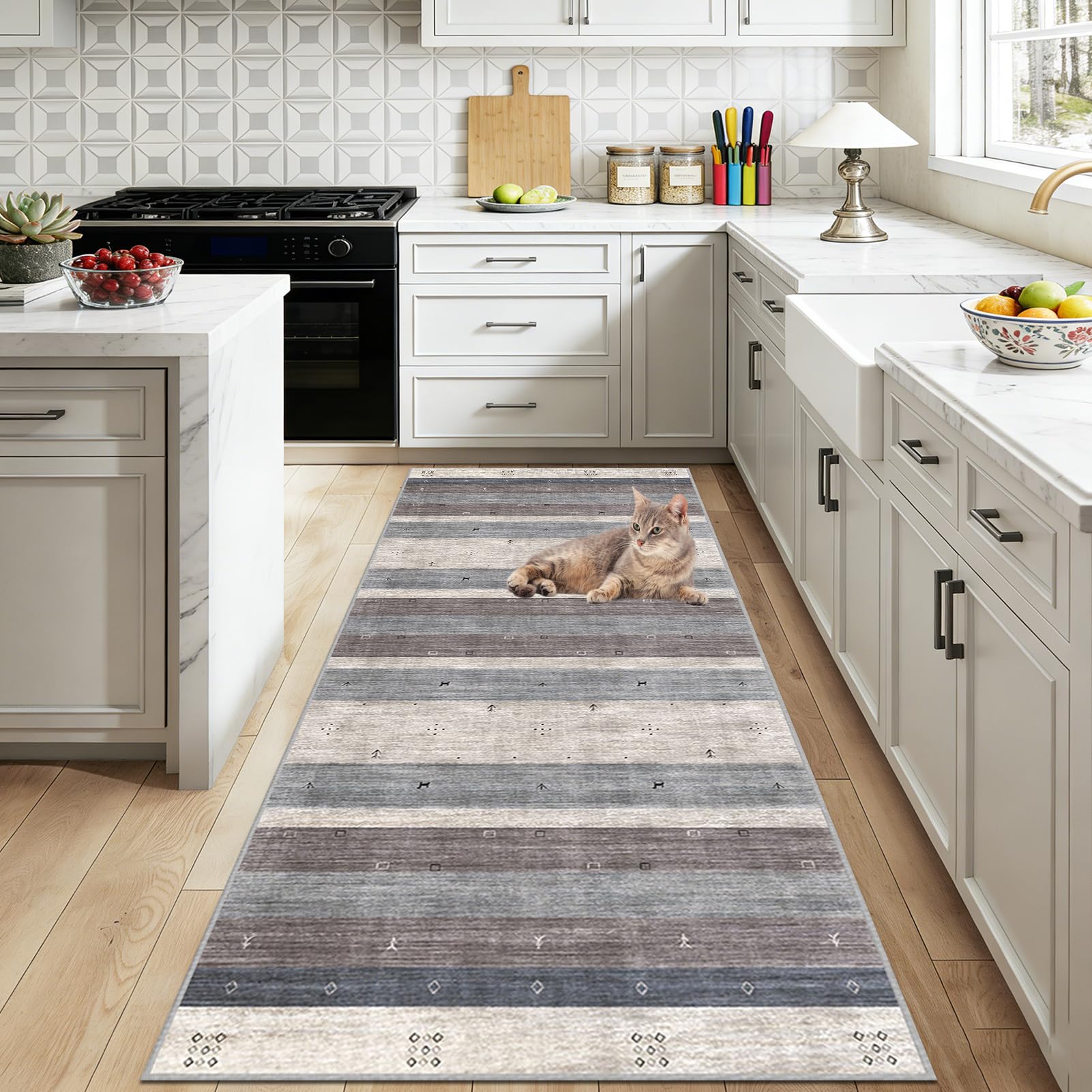 Tapis de couloir réglable 110x500 cm lavable et antidérapant pour maison