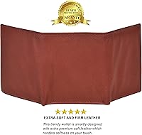 Vista 3 de LB LEATHERBOSS Billetera compacta delgada y compacta con bolsillo para monedas y identificación para niños, Borgoña, Billetera triple