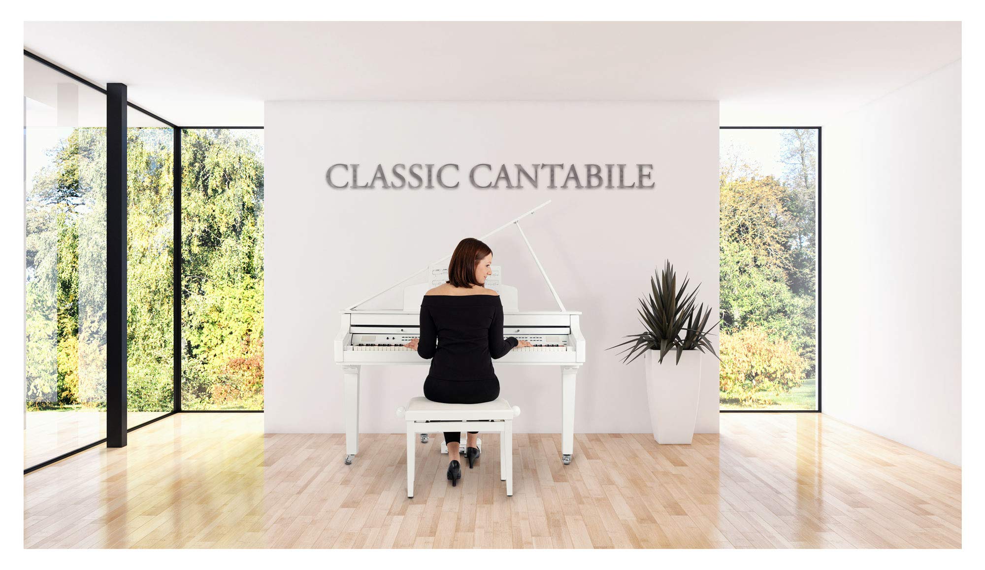 Classic Cantabile GP-A 810 Digitalflügel Set (88 Tasten mit Hammermechanik, 3-fach Sensorik, 1200 Voices, Bluetooth, inkl. Bank, Kopfhörer Schule) weiß Hochglanz