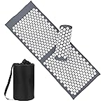 XiaoMaGe Acupressure Mat and Pillow Set with Bag - Extra Long Acupuncture Mat for Neck & Back Pain Relief- Naturally Relaxation Gift for Women - Stress Relief Massage Mat (Gray)