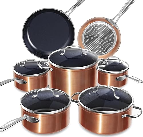 Miniatura 17 de Nuwave Healthy Duralon - Juego de utensilios de cocina antiadherentes de cerámica azul, resistentes a los arañazos, sin PFAS, aptos para Cobre