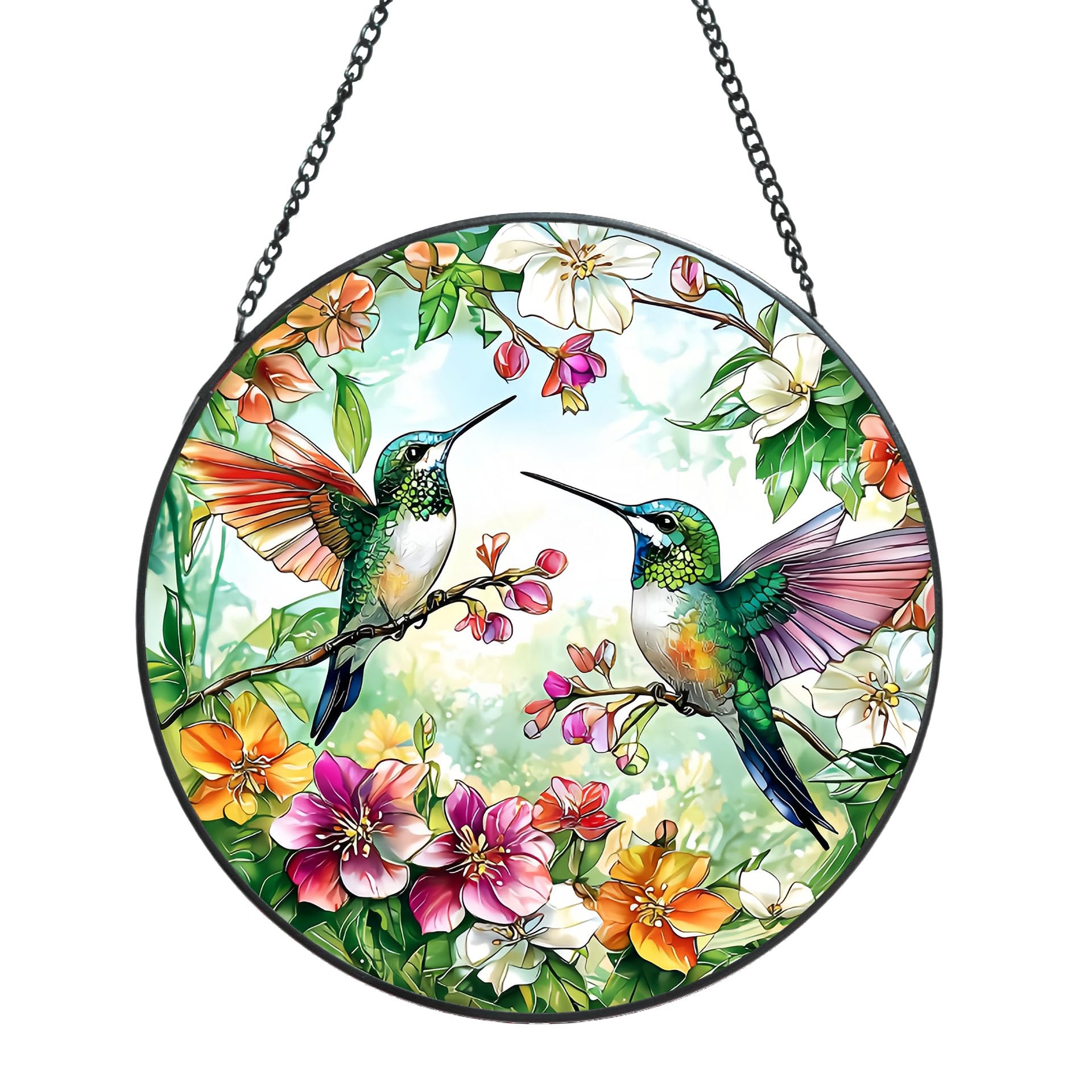 Cadeau pour femme maman attrape-soleil colibri en vitrail unique