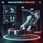 JUMMICO Chaise de jeu Ergonomie chaise d'ordinateur avec repose-pieds et Massage Lombaire Support, chaise de jeu vidéo réglable en hauteur avec 360° Siège pivotant et appuie-tête
