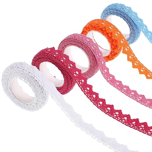 Miniatura 10 de BESPORTBLE Cinta de encaje autoadhesiva, cinta de encaje de tela, cinta de encaje hueca, cinta decorativa adhesiva para artes, manualidades, álbumes