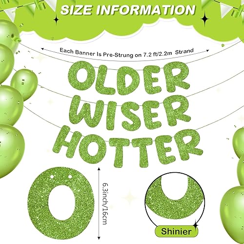 Miniatura 150 de Fulmoon Juego de 3 carteles de cumpleaños con purpurina para mujeres de 30, 40, 50, 60, 70, 80, cumpleaños, regalo (dorado)