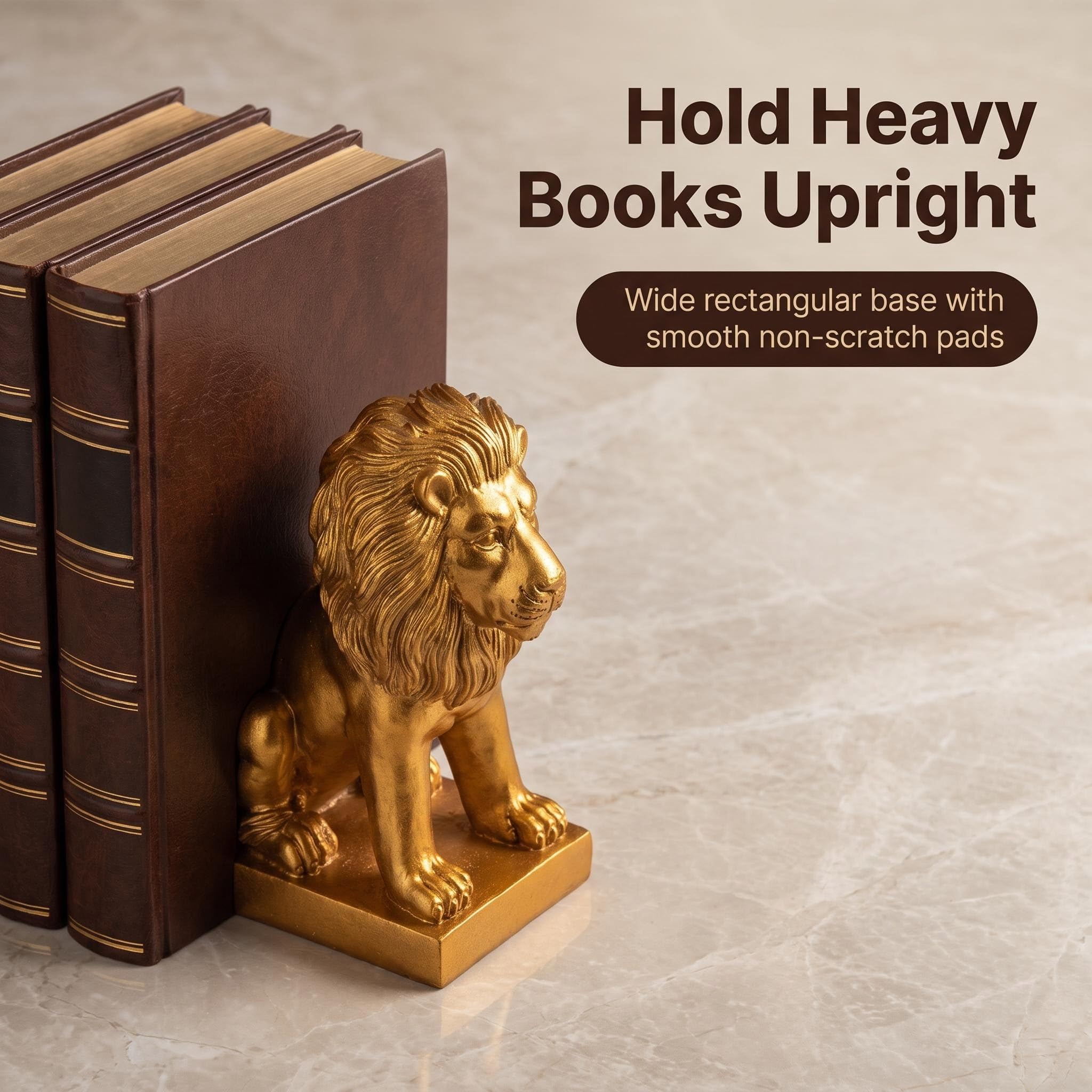 Löwen-Buchstützen für Zuhause, dekorativ, 2 goldene Buchstützen, Bücherregal, Dekoration, Buchstützen zum Halten von Büchern, robuste Buchstützen für Regale, Vintage-Antiq-Regale