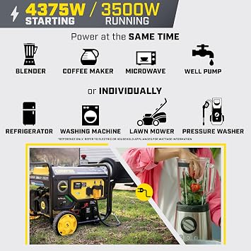Champion Power Equipment 4375-Watt Portable Generator | Wireless Start, Dual Fuel, RV Ready,