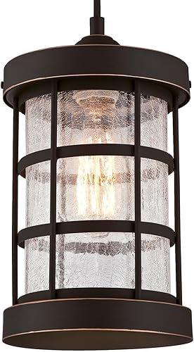 Miniatura 2 de Westinghouse Lighting 6361500 Barkley One Light Mini, acabado de bronce aceitado con reflejos y cristal transparente agrietado para interiores