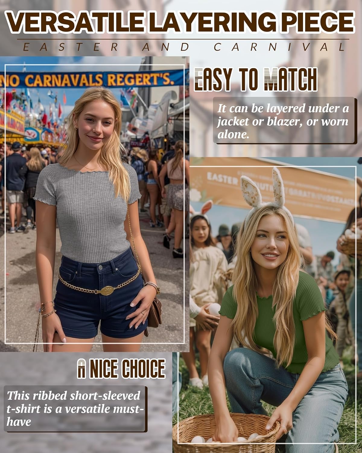 Riyiper 3 Pack Women's Boat Neck Ribbed Tops Lettuce Trim Short Sleeve T-Shirts Crop Fitted Summer Basic Tees Shirt - Image 4