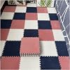 12 Pcs Interlocking Carpet Tiles, Plush Foam Square Floor Mats Set, Puzzle Floor Mat For Living Room, Bedroom And Hard Floor, 12 Tiles/12 Sq.Ft(Color:Apricot) (Navy Blue+Light Red+White)