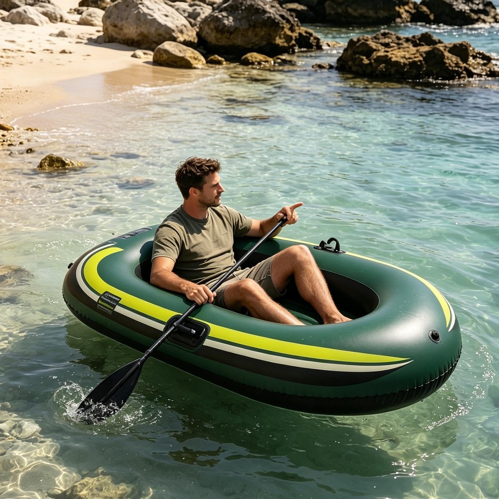Ponton Pneumatyczny dla Dorosłych Dorośli Dzieci Wodoszczelny Przenośny | Łódka Wędkarska Nadmuchiwany Ponton na Jezioro Rzekę Staw Plażę Sporty Wodne na Zewnątrz Pływanie Kajakarstwo