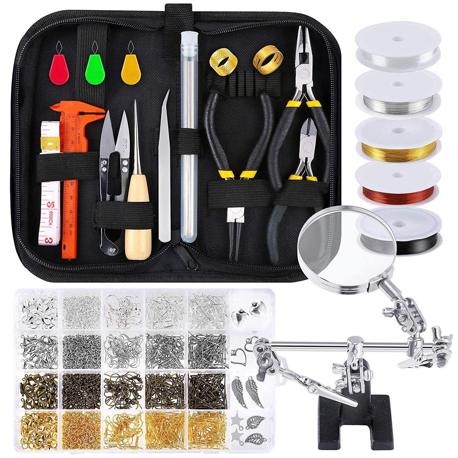 Set di Strumenti per La Creazione di Gioielli, Set di Accessori per Gioielli con Pinze per Gioielli, Strumenti per Realizzare Braccialetti, Orecchini,