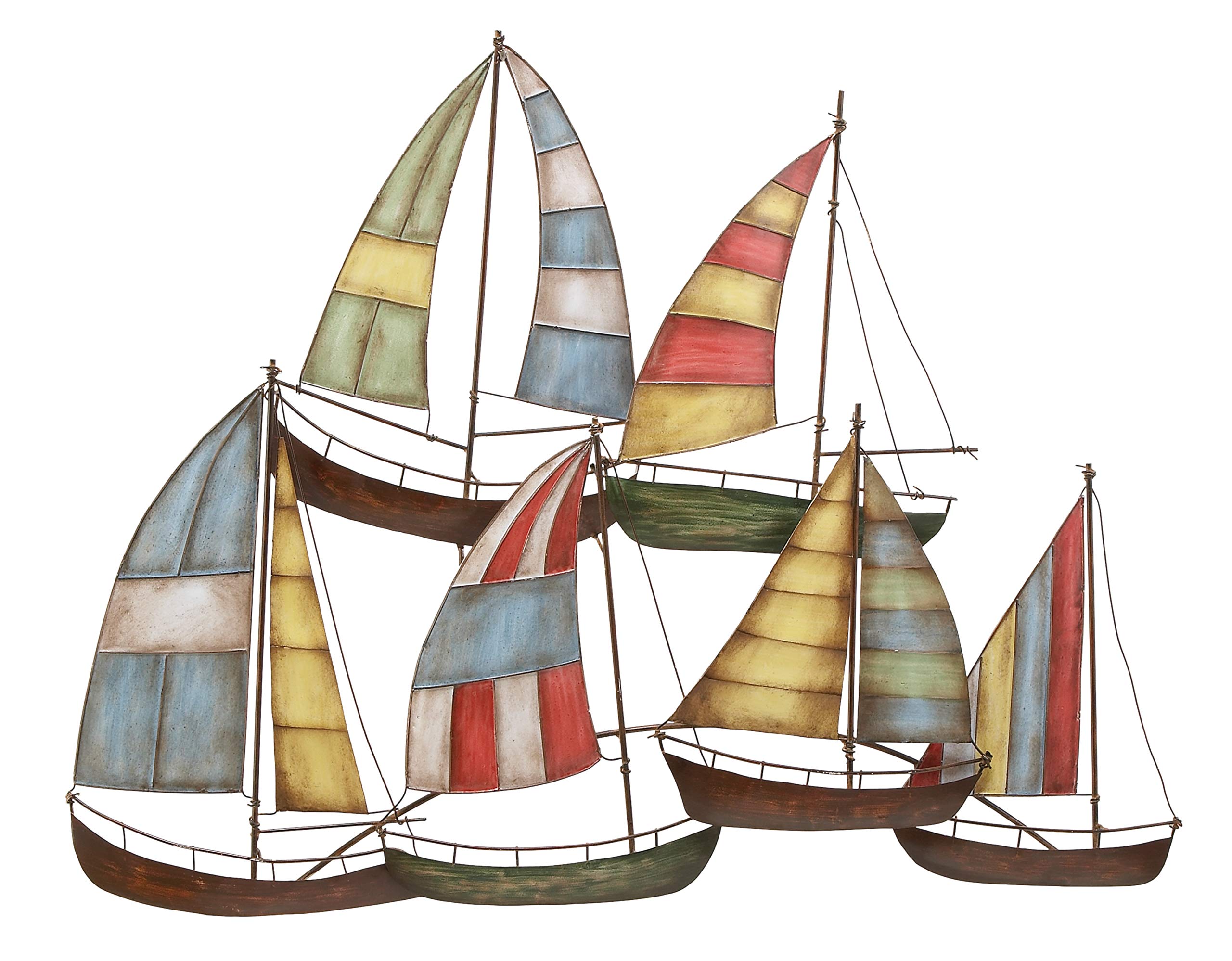 Deco 79 Metal Sail Boat Wall Decor, 33" x 3" x 26", Multi Colored