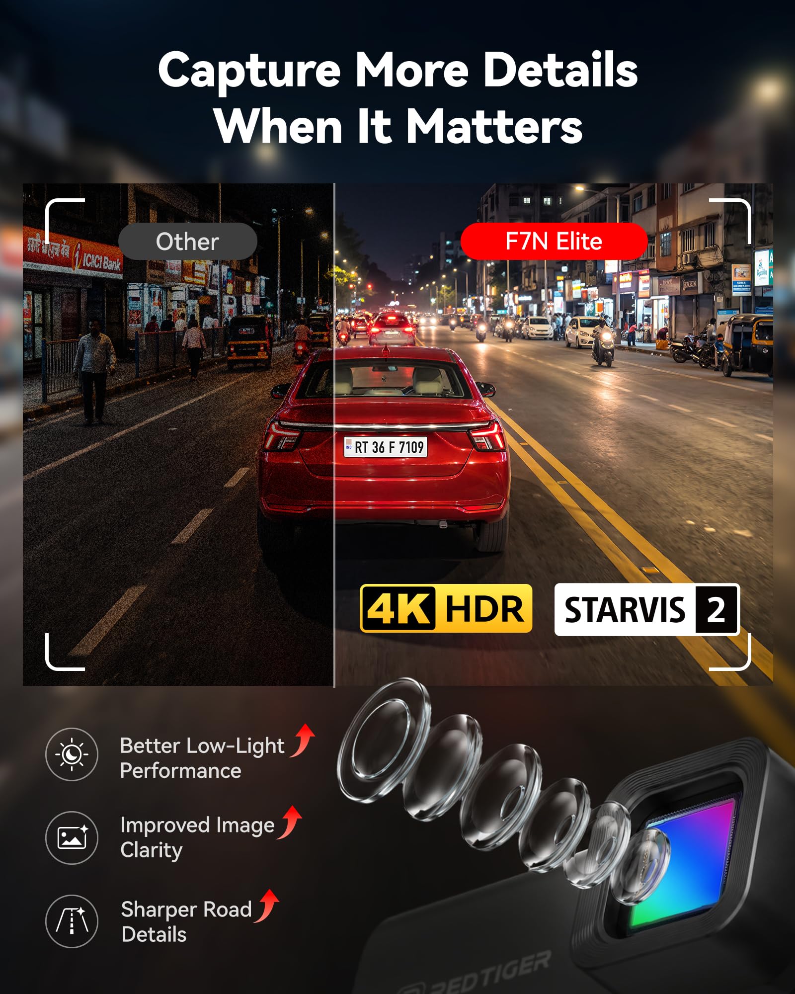 REDTIGER F7N Elite 4K Dual Dash Cam - 2 Channel -3