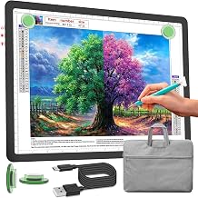 Phylosal Rechargeable A4 Light Pad with Carry Bag, Ultra-Thin Magnetic Tracing Light Box for Drawing, Diamond Art Painting Light Board with Side Button, Super Bright Light Table for Sketching Black