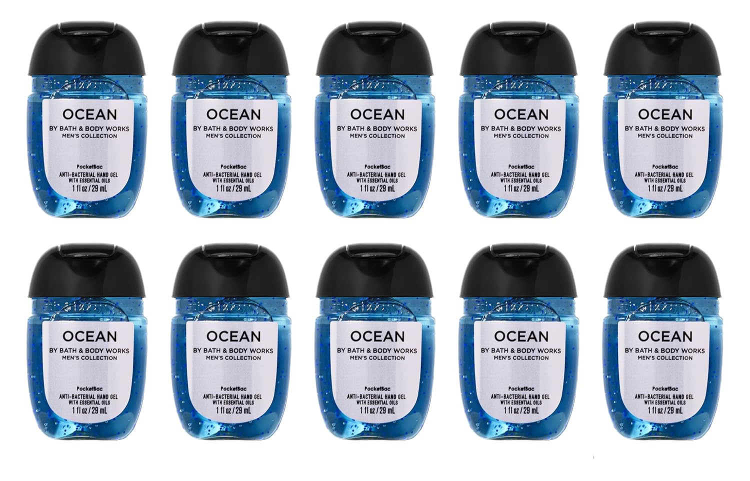 Bath and Body Ocean Men's Hand Sanitizer - Set of TEN (10) Mini Travel Size (1 oz) Pocket Hand Sanitizers for Men