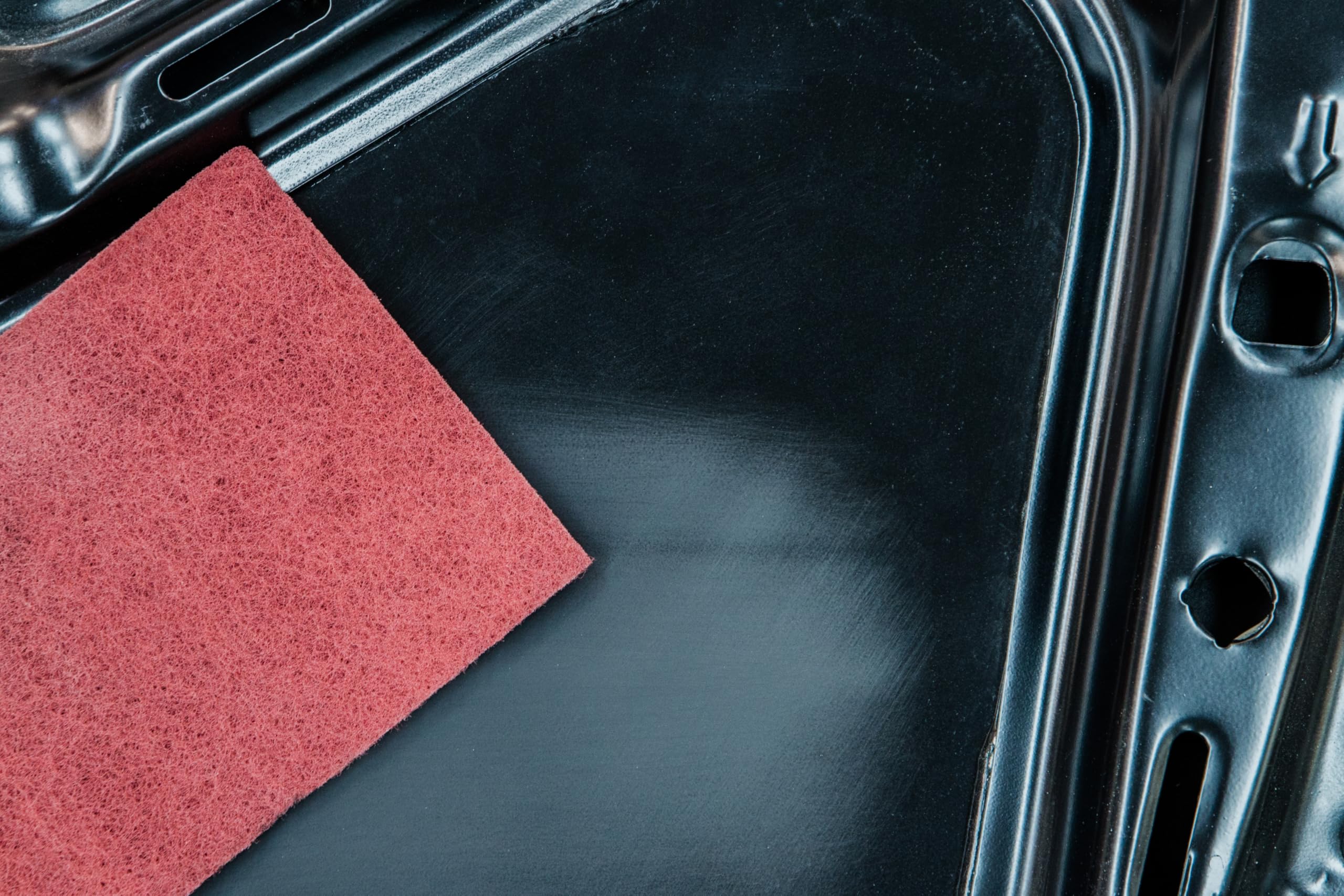 APP WSR 222 Rollo estropajo abrasivo, 100 mm x 10 m, rojo | Abrasivo de vellón grano grueso 320-360 para lijar madera, metal y acero inoxidable