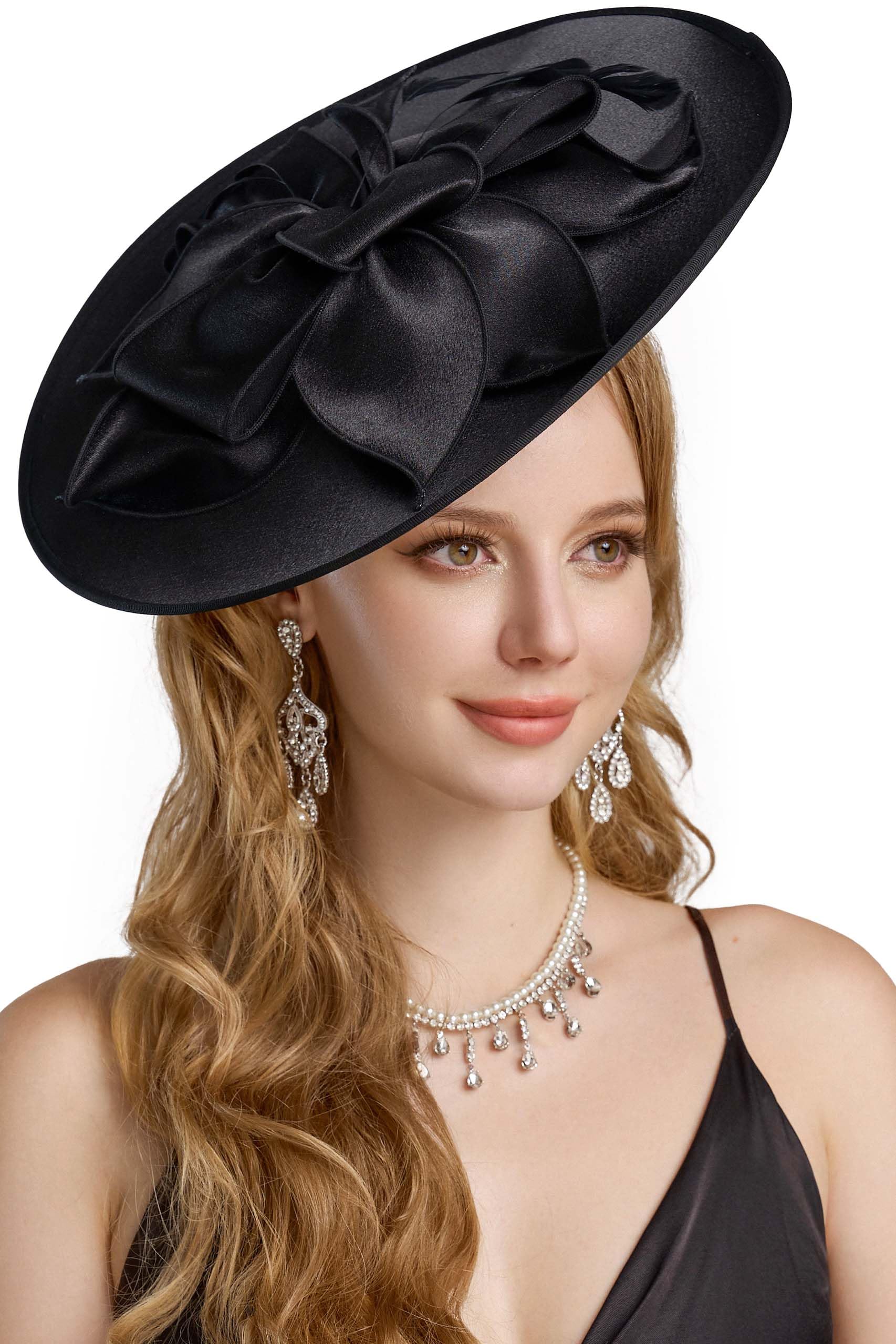 BABEYONDDerby Hats for Women - Fascinators Tea Party Hats Headband Wide Brim Fascinator Wedding Cocktail Flower Feathers