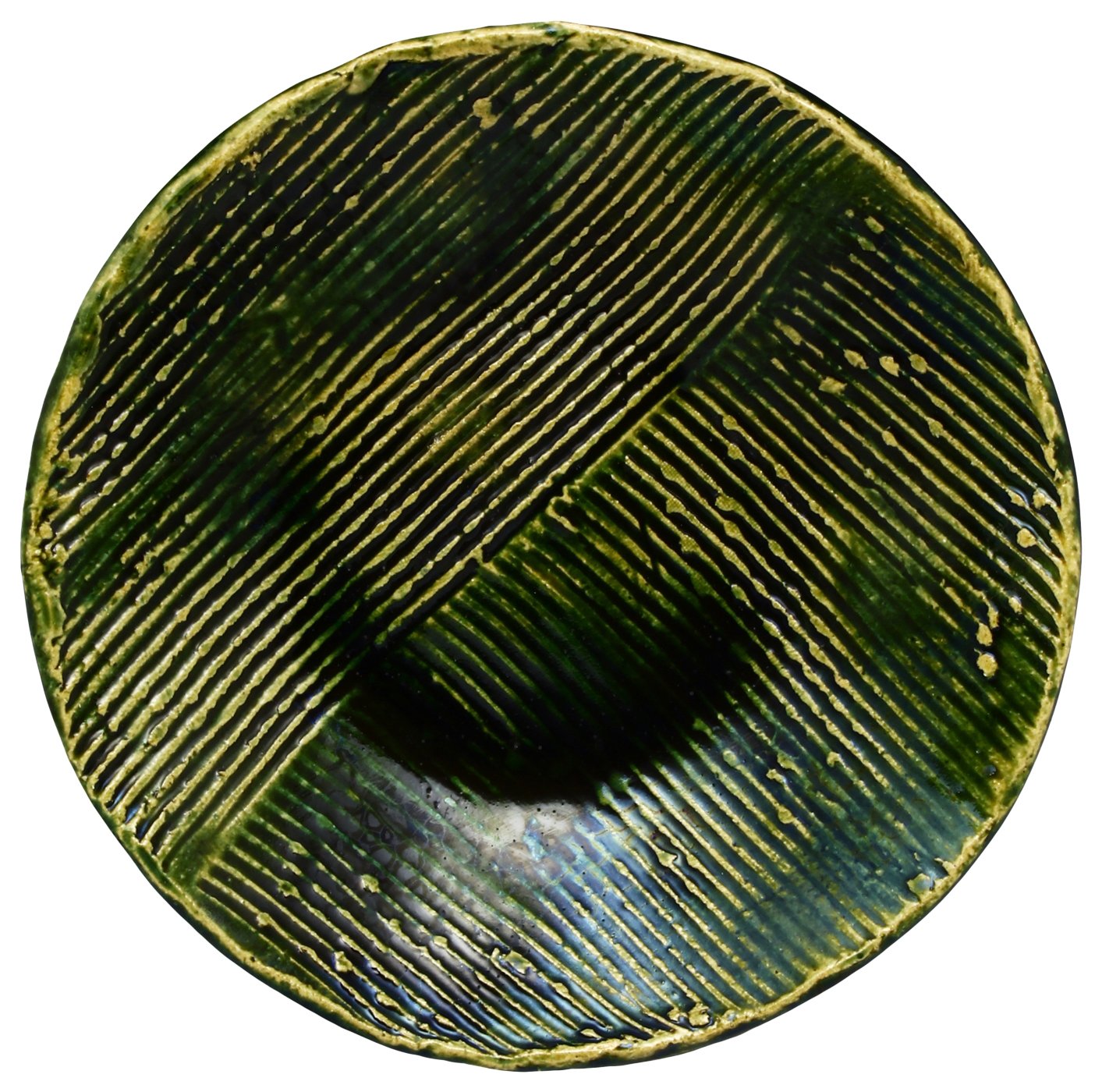 Amazon.co.jp: 美濃焼 田中将則 櫛目 7.5 盛皿 総織部 121-0025