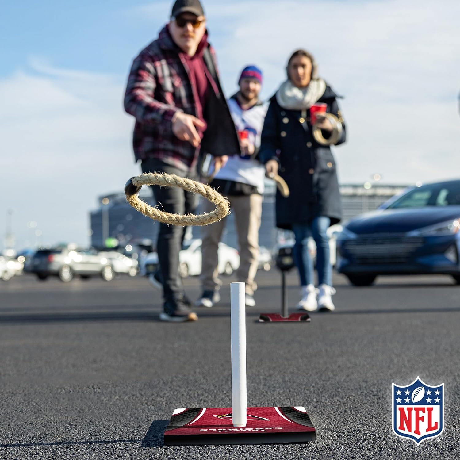 Solid Wood NFL Quoits Set with Direct Print HD Team Graphics – Tailgate Ring Toss Game – Great Gift for Any Football Fan! Ring Toss Family Outdoor Games for The Beach