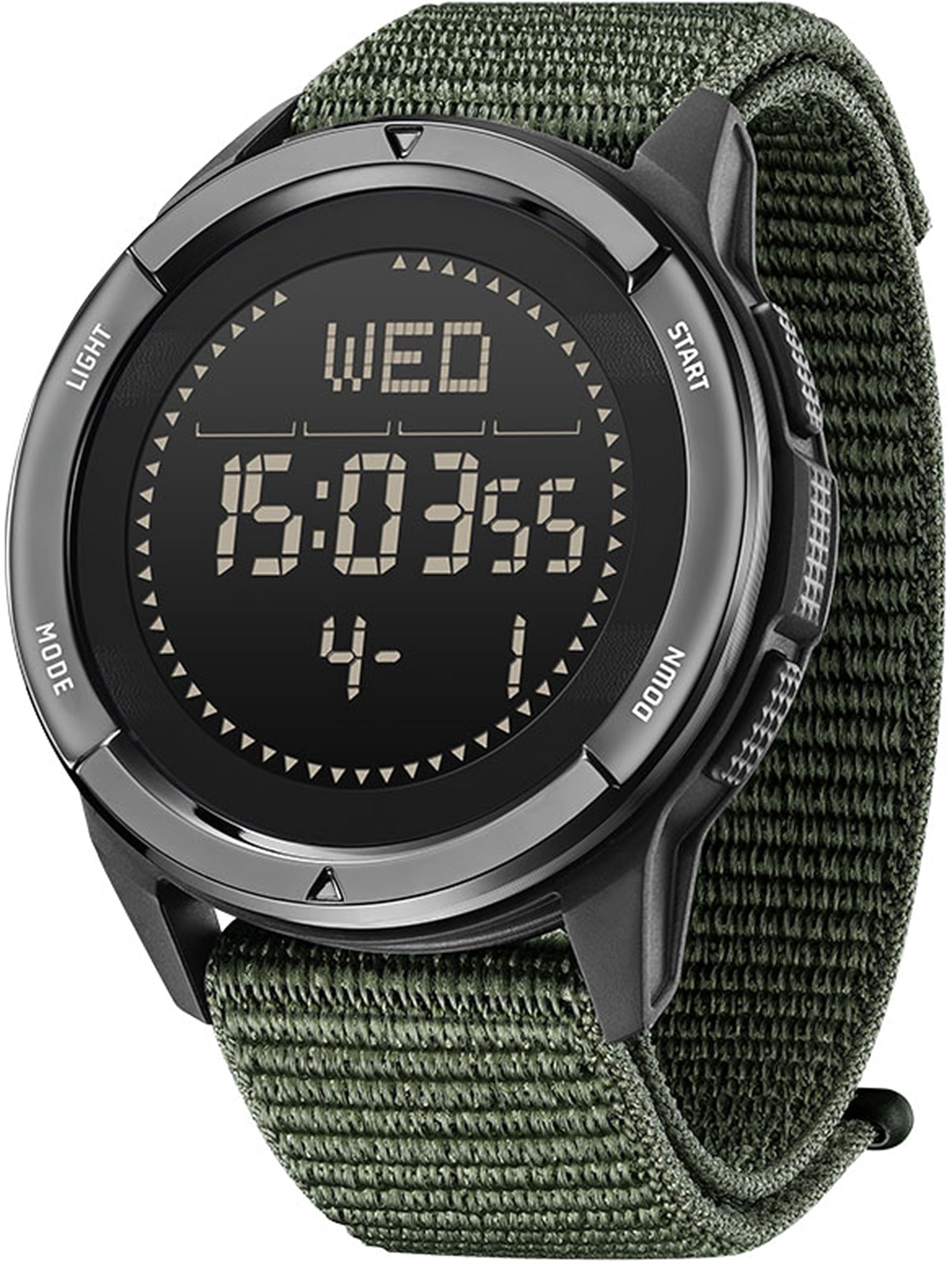 Digital Armbanduhr Herren Militär Uhr mit Schrittzähler Kompass Sportuhren Herren Outdoor Military Watch 5ATM Wasserdicht Digital Uhr Herren Chronograph Nylon Taktische Uhr Senioren Groß Jungen