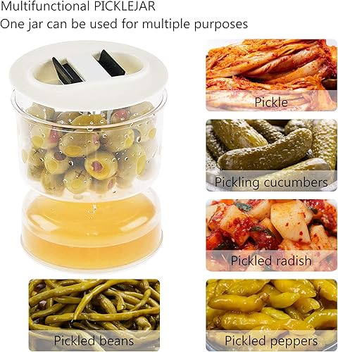 Miniatura 6 de SAODRHFU Tarro de reloj de arena de pepinillos y aceitunas, tarro de pepinillos con colador, agarrador de pepinillos, separador de jugo, recipiente